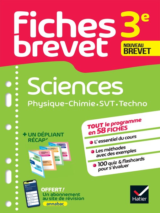 Title details for Fiches brevet--Sciences 3e (Physique-Chimie, SVT, Technologie) Brevet 2026 by Pascale Bihouée - Wait list